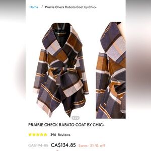 Brand new with tags wool/acrylic coat from Chicwish. Cute for Fall. Size small.